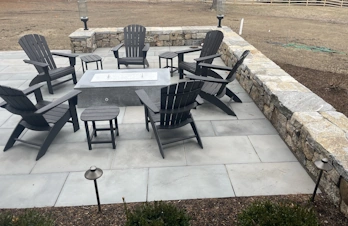 Gas firepit in an outdoor setting in Concord, Massachusetts